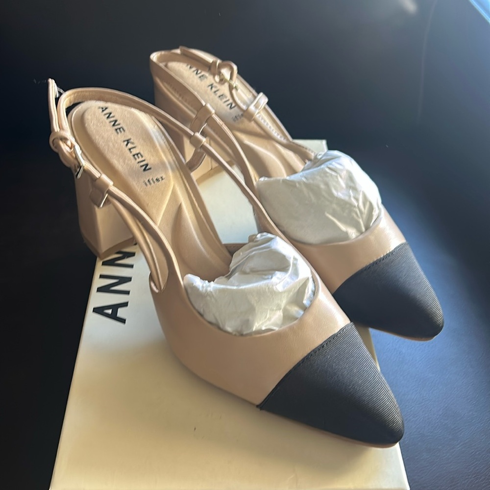 Block heel sling backs